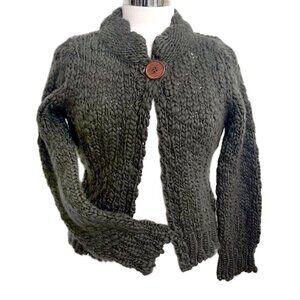 For Joseph Fortune Olive Green Knit Cardigan with Button Detail